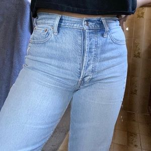 High Rise Distressed Cheeky Straight Jeans